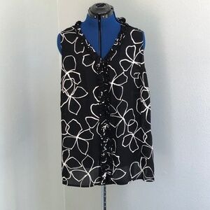 International Concepts Black and White Floral top